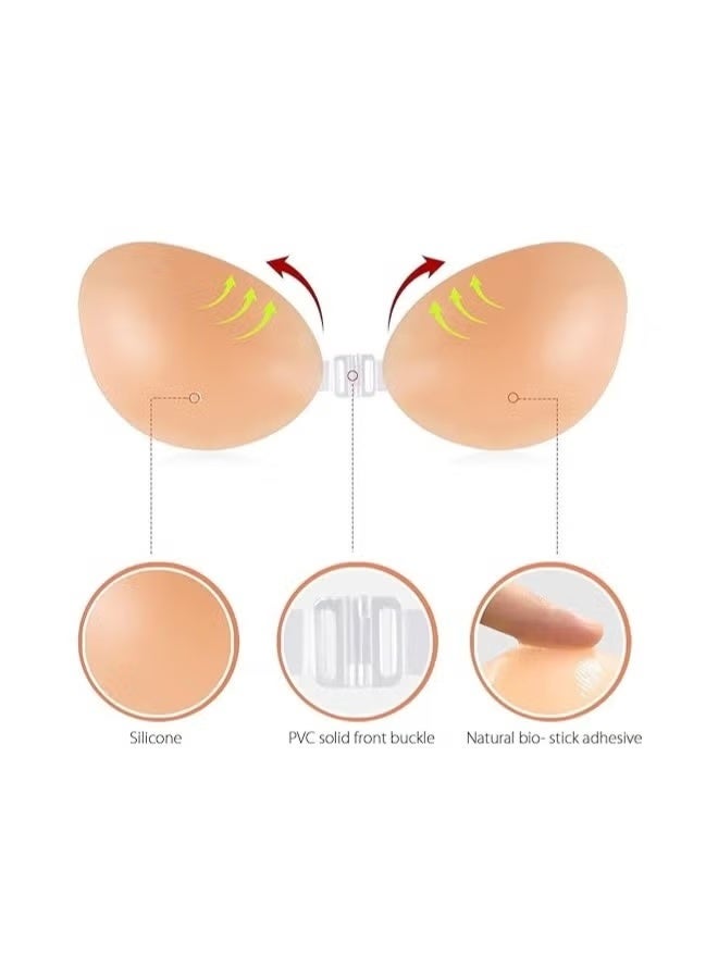 Push Up Self-Adhesive Silicone Bra with Front Closure – Strapless, Invisible, Waterproof - Image 3